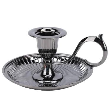 Imagem de GLOGLOW Castiçais Cônicos de Metal Preto Vintage Com Alça, Castiçal Rústico de Liga de Zinco para Decoração de Mesa, Enfeite de Peça Central de Natal de Halloween