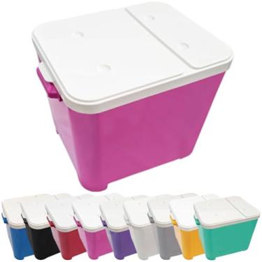 Imagem de Container de Ração 15kg com Pá Dosadora – Porta Ração para Cães e Gatos, Tampa Hermética(Rosa)