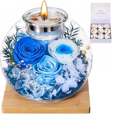 Imagem de Presentes para mulheres, mães, aniversário, Natal, flores frescas para entrega, rosas preservadas para sempre, flores em cúpula de vidro com velas perfumadas, presentes de rosa eterna para mulheres