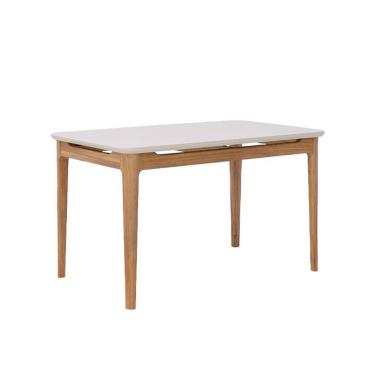 Imagem de Mesa de Jantar Retangular com Tampo de Vidro Off White Baoba Cinamomo 130 cm
