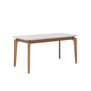 Imagem de Mesa de Jantar Retangular com Tampo de Vidro Off White Ficus Cinamomo 160 cm