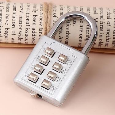 Imagem de Cadeado de combinação de código de senha de 8 dígitos, mala de liga de zinco para bagagem, código de viagem, cadeado inteligente com chave anti-roubo (prata)