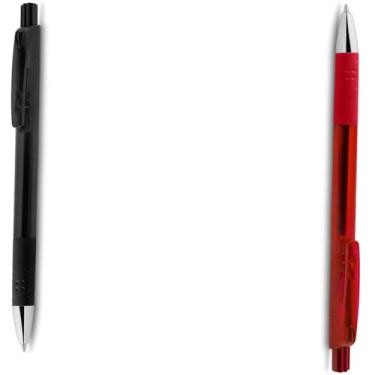 Imagem de Caneta Esferográfica Retrátil com Grip, Escrita Azul, Plástico, Kit com 1 e 2 Unidades (Preto e Vermelho)