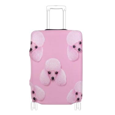 Imagem de Capa de mala de viagem personalizada protetora de bagagem de viagem legal para mulheres Poodles rosa fofos, cães, P, serve para capa de 45 a 50 cm, Cachorros Poodles rosa fofos, L 26-28 in, Capa de