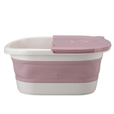 Imagem de GLOGLOW Necessidades Diárias Banheira de Imersão para Relaxamento, Alívio da Dor e Pedicure, Paredes Altas, Design que Economiza Espaço, pé Dobrável de Plástico de 820g Nan (Róseo)