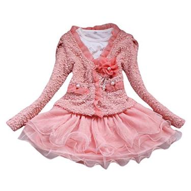 Imagem de Petitebella Jaqueta floral de renda rosa G/s vestido de uma peça para meninas 1-5 anos (2-3 anos)