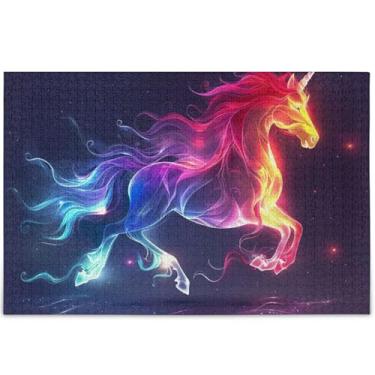 Imagem de Unicórnio arco-íris luz adultos quebra-cabeça 500 peças divertido elefantes brancos presentes paisagem personalizado animal flor arte, 52 cm x 37,8 cm