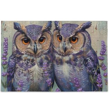 Imagem de Quebra-cabeça corujas lavanda 500 peças adulto elefante branco presentes arte dura quebra-cabeça personalizado animal colorido arte, 52 cm x 37,8 cm