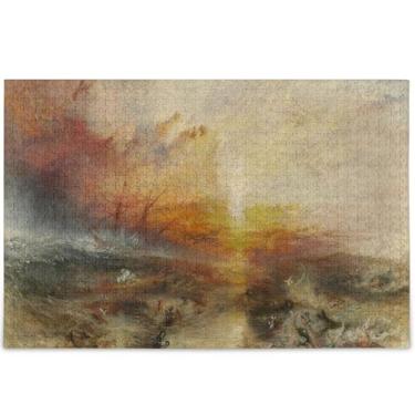 Imagem de Quebra-cabeça personalizado J. M. W. Turner pintura navio escravo 500 peças para adultos arte impressão animal único divertido brinquedo quebra-cabeça engraçado, 52 cm x 37,8 cm