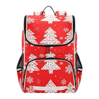 Imagem de Joisal Backpack for Girls Kids Daypack Back to School Bag Personalized Book Bags Daycare Elementary Backpack for Boys White Christmas Trees Red Capacity 18L