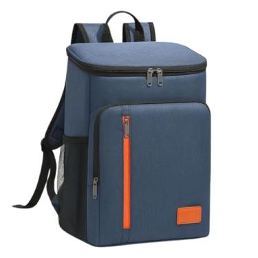 Imagem de Mochila Térmica Grande Capacidade Cooler 18L Impermeável Com Zíper Duplo Quente e Frio(Azul Escuro)