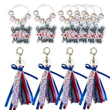 Imagem de Jvuessieye Acessórios de beisebol, chaveiro, borlas, lembrancinhas, lembrancinhas, etiqueta de bagagem, mochila a granel, presentes para meninas e mães, Vermelho - azul, M