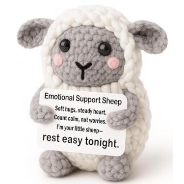 Imagem de WEYON Emotional Support Plush – Mini Crochet Sheep with Story Card, Handmade 8–10cm, Cozy Comfort Calm, Bedtime Desk Nightstand Decor, Year-Round Gentle Gift
