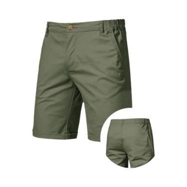 Imagem de Bermudas Cargo Masculinas De Verão Em Cor Sólida, Casuais, De Algodão,