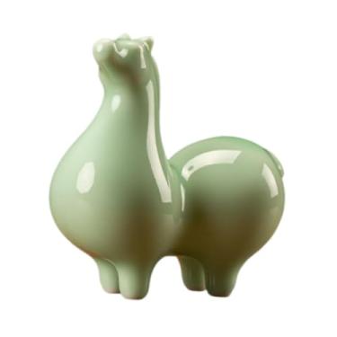 Imagem de Kuntesetty Lindo enfeite de cavalo em cerâmica, estatueta de cavalo para mesa, armário ou prateleira, Cabeça Verde Clara
