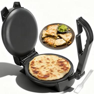 Imagem de FineMade Roti Maker compacto, máquina elétrica de tortilha de 20 cm, tortilhas Maquina Para Hacer, crepe, prensa de tortilha elétrica, Prensa Para Tortillas, receita incluída, preta