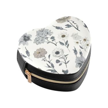 Imagem de Burbuja Caixa de joias minimalista em forma de coração, mini estojo de joias de viagem para mulheres e meninas, organizador portátil de armazenamento para brincos, anéis, colares e pulseiras