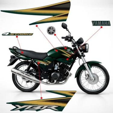 Imagem de SPORTINOX, Kit Adesivos Para Yamaha Ybr 125 2006 Moto Verde + Emblemas