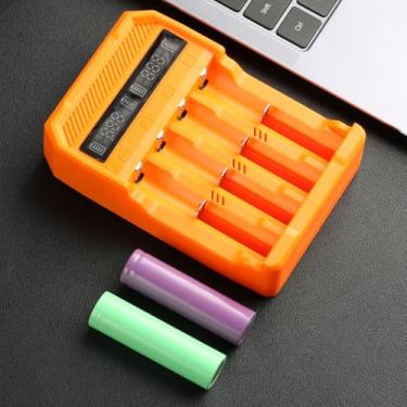 Imagem de Carregador de bateria USB de 4/2 compartimentos 18650/16340/14500, adequado para baterias de íon de lítio recarregáveis de 3,7 V, carregador universal (bateria de pressão superior de 4/6, carregador