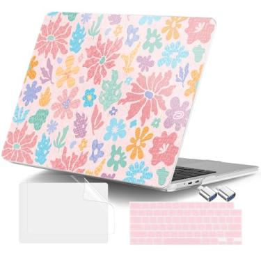 Imagem de DONGKE Capa para MacBook Air de 13,6 polegadas 2025 2024-2022 A3240 A3113 A2681 M4 M3 M2 Chip Touch ID, capa rígida de plástico e capa de teclado e adaptador tipo C para MacBook Air de 13 polegadas M4