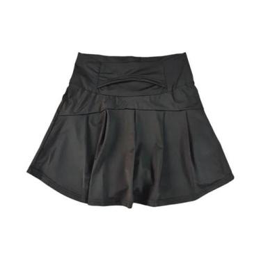 Imagem de Saia-Calção Feminina De Cintura Alta Em Seda Gelada Com Efeito Refresc