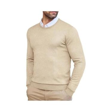 Imagem de Suéter Masculino Slim Fit Leve Com Gola Redonda, Moda Casual De Outono