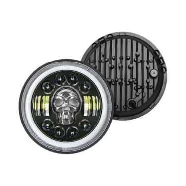 Imagem de Farol LED Redondo De 7 Polegadas Para Motocicleta Com Luzes De Caveira