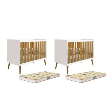 Imagem de Kit Gêmeos Berço Americano Isis com Colchões Supreme - Reller Móveis