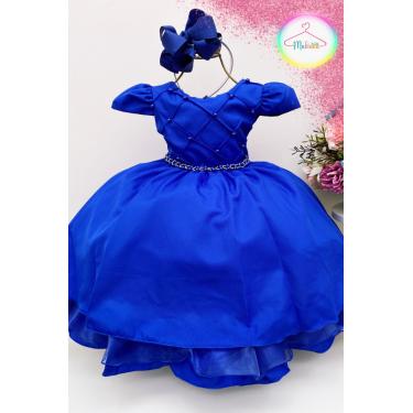 Imagem de Vestido Infantil Festa Nervura Azul Escuro