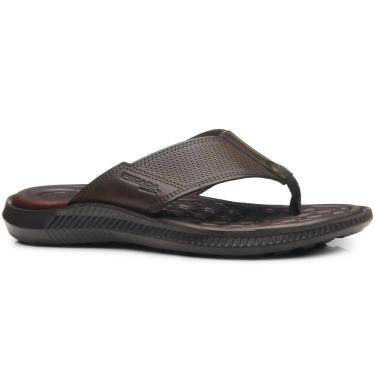 Imagem de Chinelo Masc Pegada Tropical Couro Marrom Cravo 133159-02