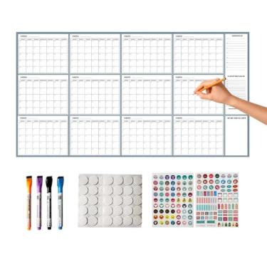 Imagem de Calendário apagável a seco – Planejador reutilizável sem data de 139 x 86 cm – Calendários mensais apagáveis – para homens, mulheres, estudantes, professores, trabalho, casa, escola, escritório