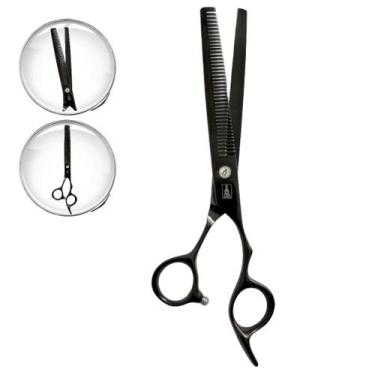 Imagem de Tesoura Desfiadeira Mofashi Dentada Cortar Cabelo 7.0,  Preto