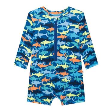 Imagem de Macacão Bebê Praia Azul UV Dry Proteção UV 50+ Onda Marinha-Masculino