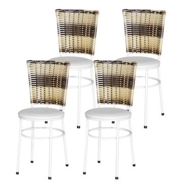 Imagem de 4 Cadeiras Para Mesa Branca Hawai Cappuccino Premium Cor:branco