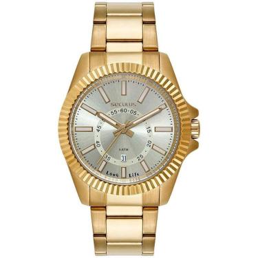 Imagem de Relógio SECULUS Aço Catraca Facetada 44264GPSVDA2-Masculino