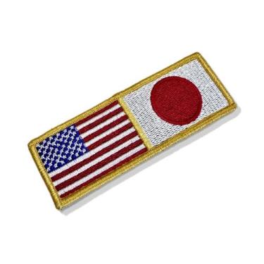 Imagem de BP0055-0058-011 Bandeira USA Japão Patch Bordado 11x3,8cm. Tipo de mat