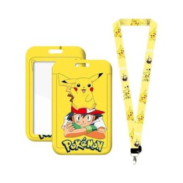 Imagem de Cordão De Pescoço Infantil Pikachu Desenho Animado Anime Porta-Cartão 