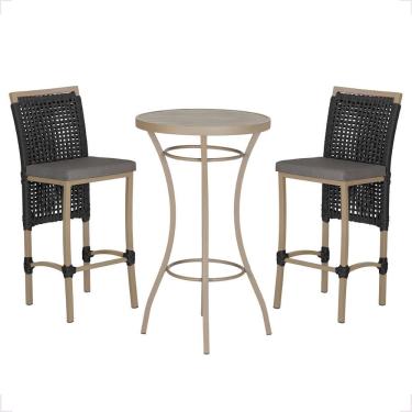 Imagem de Mesa Bistro E 2 Banquetas Roma Fendi Corda Náutica 11 Preta