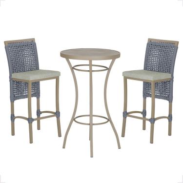 Imagem de Mesa Bistrô 2 Banquetas Roma Fendi Corda Náutica 3 Trama Prata