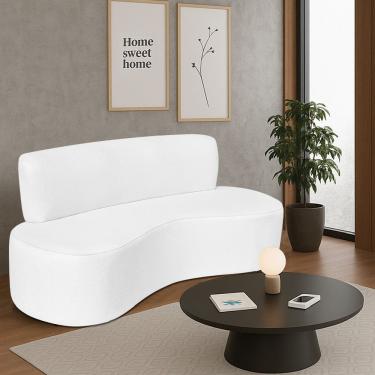 Imagem de Sofá Curvo 4 Lugares Amsterdã 200cm Suede Branco