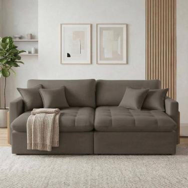 Imagem de Sofá Cama 2 Lugares Retrátil Reclinável 180cm Atena Marrom