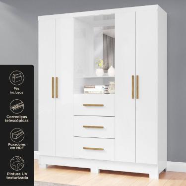 Imagem de Guarda Roupa Capella 4 Portas 3 Gaveta Branco Neve/ Branco Neve