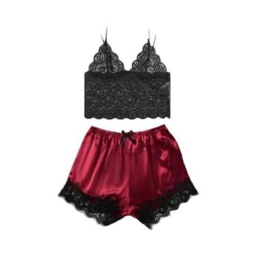 Imagem de Conjunto De Pijama De Cetim Rosa Para Mulheres, Vestido De Noite Sexy 