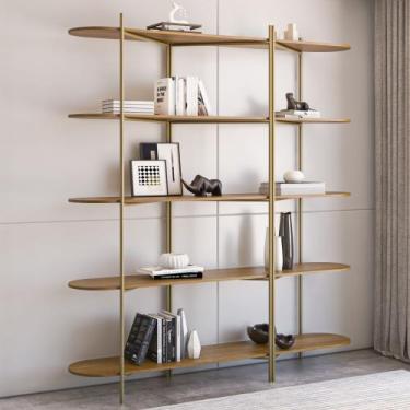 Imagem de Estante de Livros 180cmx210cm 5 Prateleiras em Carvalho Dourado Gaia -