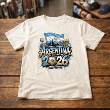 Imagem de Camisa Masculina Argentina Futebol Estampa Bandeira Torcida Urbana Camiseta Malha Confo...