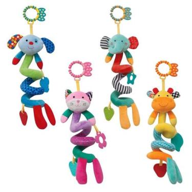 Imagem de Móbile Mola Happy Zoo Buba Chocalho Divertido Colorido Pelúcia, Rosa