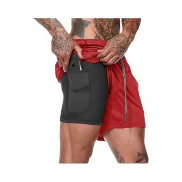 Imagem de Shorts De Verão Masculinos 2 Em 1 Com Compressão Dupla Camada, Roupas 