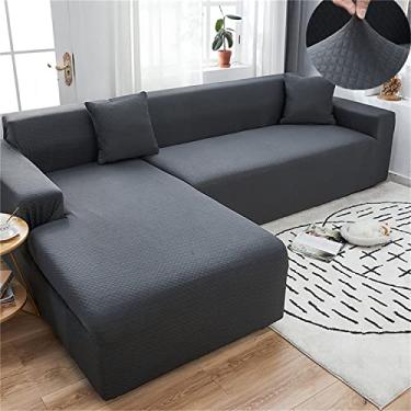 Imagem de Diumy Capas de sofá seccionais em forma de L, capa de sofá seccional de tricô grosso, capa elástica modal de fibras feitas à mão para espreguiçadeira de 1/2/3/4 lugares-preta de 3 lugares (185-230 cm)