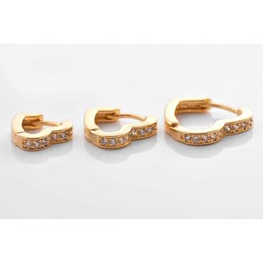 Imagem de Brinco Trio De Coração Folheado Em Ouro 18k