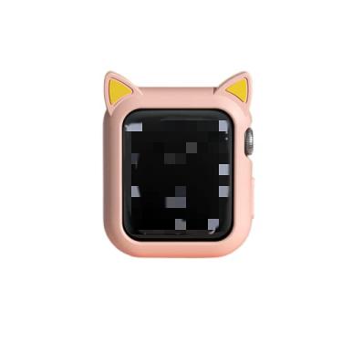 Imagem de ZiEuooo 2 em 1 capa protetora de silicone macio e exclusiva compatível com Apple Watch Series 6 5 4 3 2 1 SE para Iwatch 38 40 42 44 MM (Rosa, 38 mm)